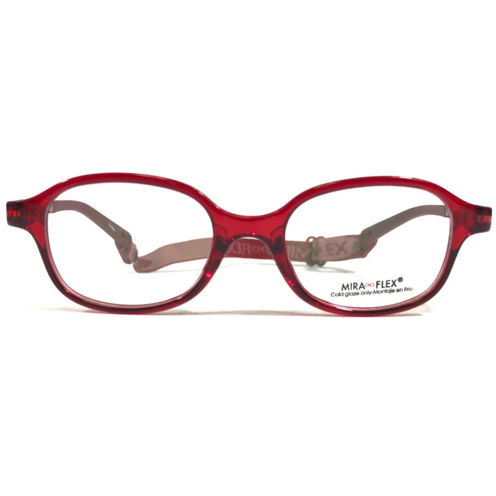 Miraflex Kids Goggles Eyeglasses Frames ELKI Clear Red Square Full Rim 41-16-113